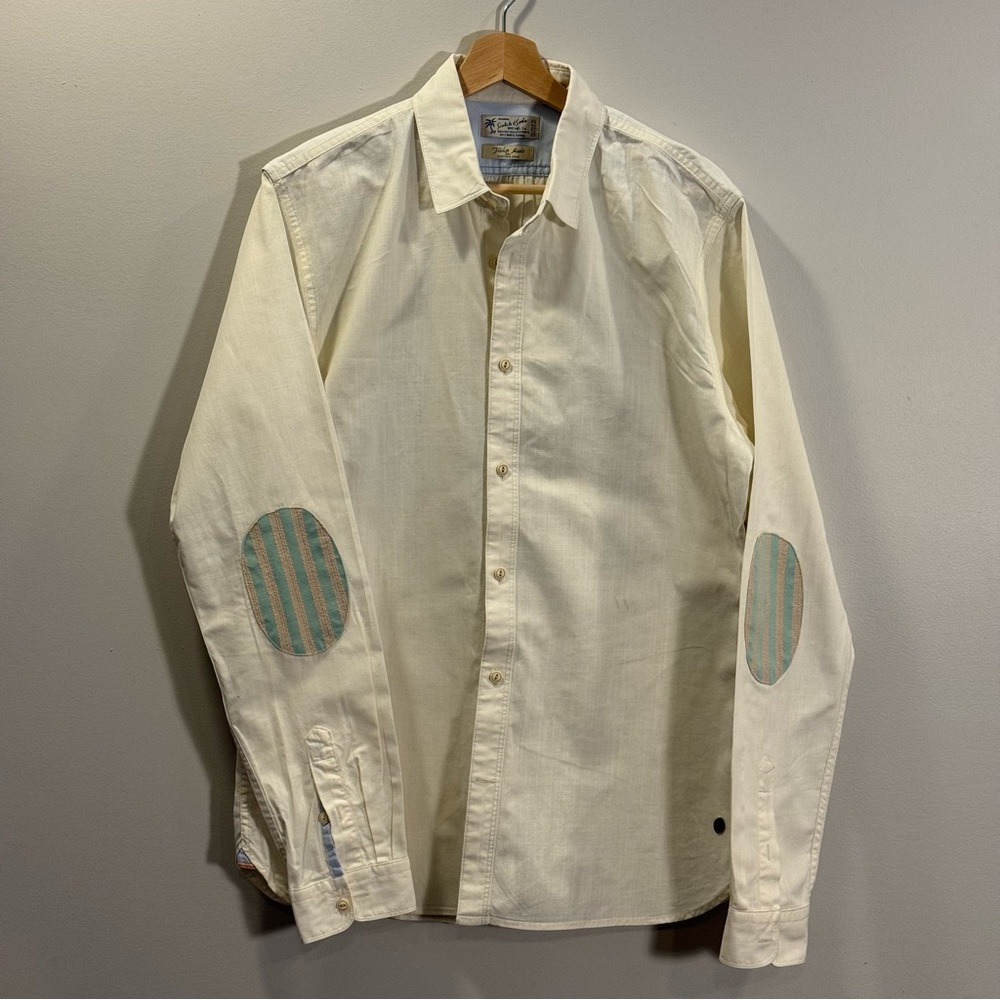 Casual Cream Color Scotch & Soda long sleeve tropical shirt Large